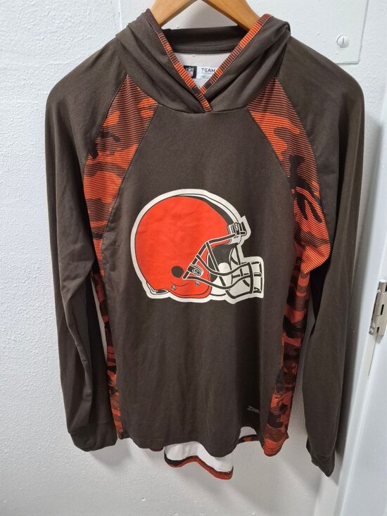 Zubaz Tops - Cleveland Browns Womens Hoodie By Zubaz NFL Team Apparel L Brown/Orange Pullover